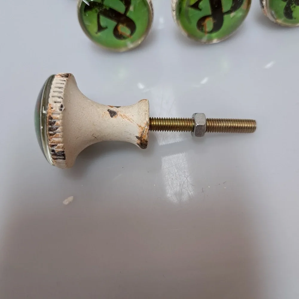Retro White Wash Retro Drawer Knobs Cabinet Pulls Set Of 8 